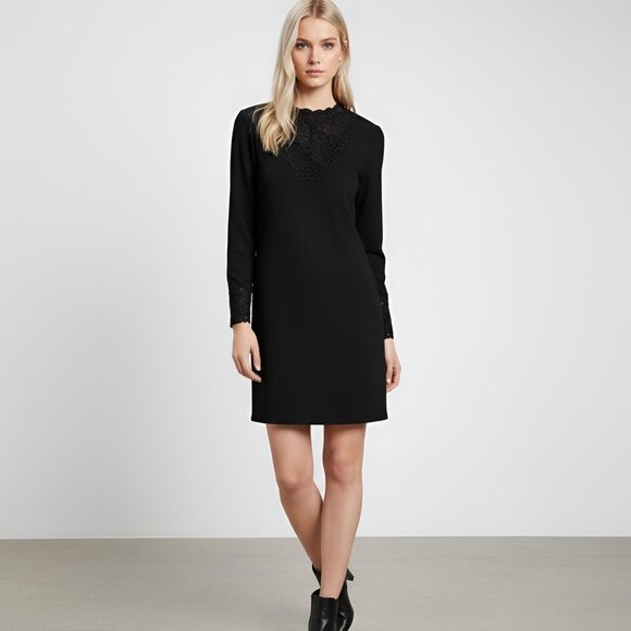 Zara Vegan Suede Mini Shift Dress Black Size S NWOT - Picture 1 of 10